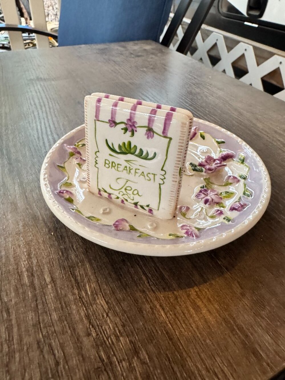 Vintage 2003 Lady Jayne Ltd. Ceramic Tea Bag Holder - Cottage